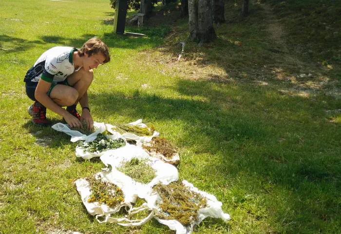 Sušenje zelišč na poti med kolesarjenjem. Takrat sva imela še bolj malo znanja o pravilnem sušenju (foto: osebni arhiv).